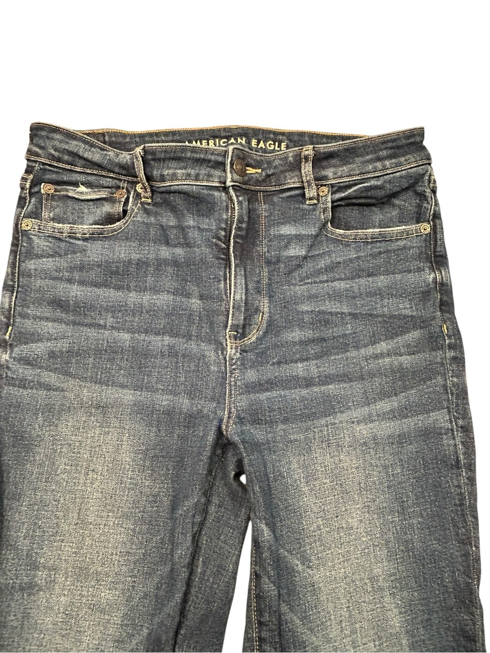 American Eagle Bell Flare Stretch Women’s Blue Jeans 12 Denim Casual Mid Rise - Picture 4 of 11